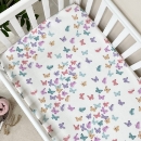 Husa saltea patuț bebe copii din bumbac 120 x 60 cm, Fluturi (3)